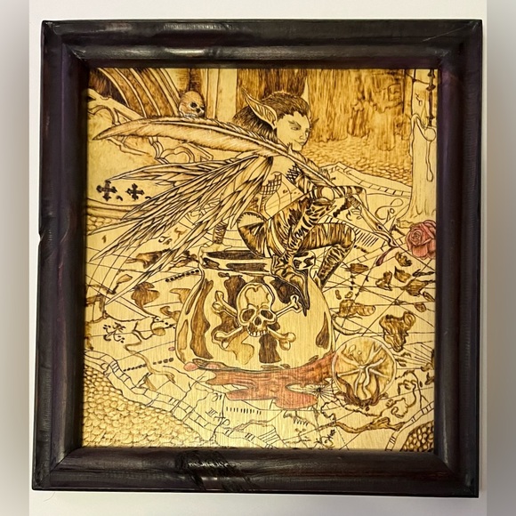 Handmade Original Pyrography Art with Handmade Wooden Frame - Picture 1 of 1
